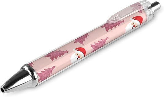 1 Count Pack Black Ballpoint Pens, 0.5mm Bold Point, Retractable Cute Santa Claus Pink Tree Snowflake Christmas Gel Pens Comfortable Grip, 1 Pcs