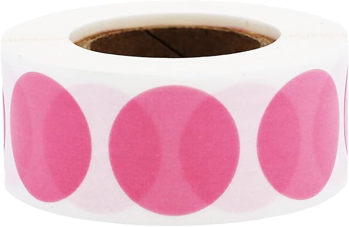 Pink 3/4" Inch Transparent Color Coding Labels, 500 Total Adhesive Stickers On A Roll, Ideal for Planners, Journals, Mailing Seals and Crafting Ideas