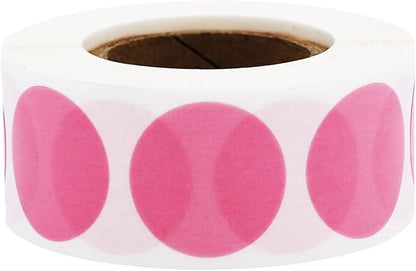 Pink 3/4" Inch Transparent Color Coding Labels, 500 Total Adhesive Stickers On A Roll, Ideal for Planners, Journals, Mailing Seals and Crafting Ideas