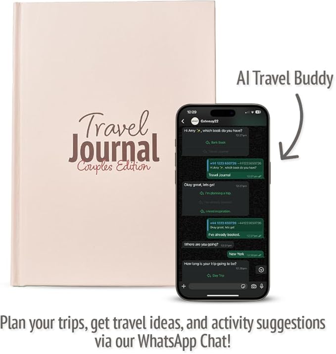 Travel Journal Couples Edition - Travel Memory Book, Trip Diary, Photo Album - 136pgs, 15 Trips. Includes Photo Corner Stickers. In Gift Sleeve. Travel Gift for Women and Men - A5 Red