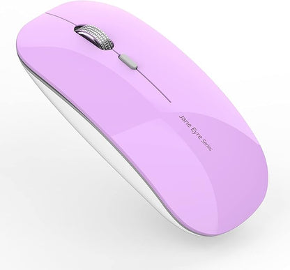 Uciefy Q5 Slim Rechargeable Wireless Mouse, 2.4G Portable Optical Silent Ultra Thin Wireless Computer Mouse with USB Receiver and Type C Adapter, Compatible with PC, Laptop, Desktop (Purple)