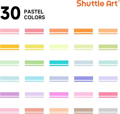 Shuttle Art 30 Colors Highlighters, Pastel Highlighter Pens Assorted Colors, Dual Tip Mild Color Highlighter Markers, Perfect for Teens, Kids and Adults Coloring, Underlining, Highlighting