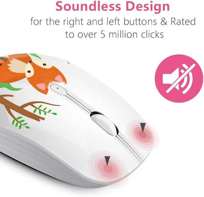 JUHOO Wireless Mouse with Nano Receiver for PC, Laptop, Notebook, Computer, MacBook, Less Noise, Portable Mobile Optical Mice.(Fox)