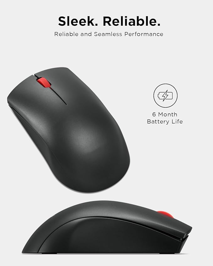 Lenovo Wireless Mouse (WL150) - 2.4G Nano USB-A Ambidextrous Ergonomic Mouse – 3-Million Clicks, 1,000 DPI – Portable Compact Cordless Design - Computer & Laptop Accessories