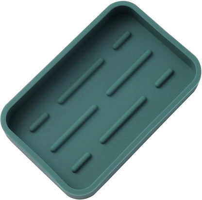 Silicone Kitchen Sink Organizer Tray for Multiple Usage,Easy Clean Sponges Holder for Kitchen Bathroom Counter or Sink,Dish Soap Dispenser,Scrubber,Bottle,Cup Green 4.9”x 3.2”
