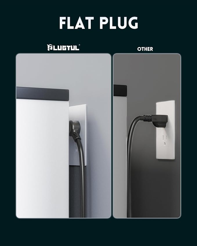 Surge Protector Power Strip 6FT, PLUGTUL Surge Protector with 8 Outlets - Spacious Design for Large Plugs, Flat Plug, 20W USB C Charging for Home, Office, ETL Listed, 2040J