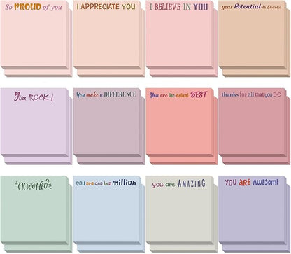 Yinder 24 Pcs Inspirational Sticky Notes Christmas Stocking Stuffers Motivational Sticky Notes Pad Employee Appreciation Gift Bulk for Teacher Nurse Coworker Office 3 x 3'' (Thank You,Aesthetics)