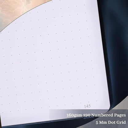 TIEFOSSI Bullet Dot Journal, 160gsm 190 Numbered Pages Bullet Dot Grid Journal for planner, Diary for Work & Sketching, A5 Hardcover Leather Journal for Writing Women Men