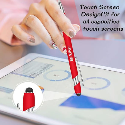 Zonon 12 Pcs Inspirational Pens Bulk Funny Ballpoint Pen with Stylus Tip Motivational Gifts for Christmas Teacher Coworkers Nurse School Office Supplies(Rainbow Colors,Classic Style)