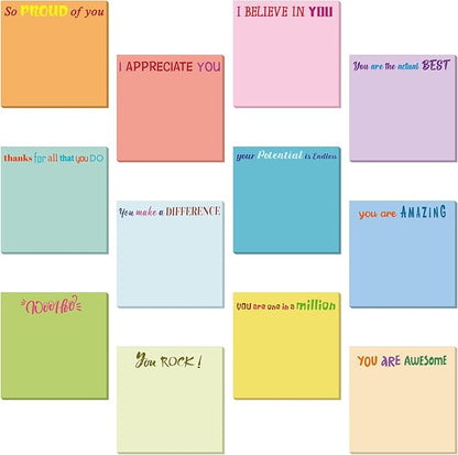 Yinder 24 Pcs Inspirational Sticky Notes Christmas Stocking Stuffers Motivational Sticky Notes Pad Employee Appreciation Gift Bulk for Teacher Nurse Coworker Office 3 x 3'' (Thank You,Elegant Color)