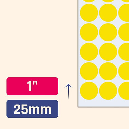 1200 Pack, 1" Round Dot Stickers Circle Labels - Yellow