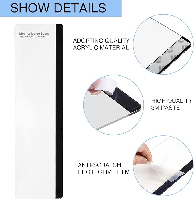 Office Desk Accessories 2pcs Multifunction Computer Monitor Memo Board - Transparent Computer Side Panel Memo Creative Monitor Side Panel Suitable for Office Home Desktop