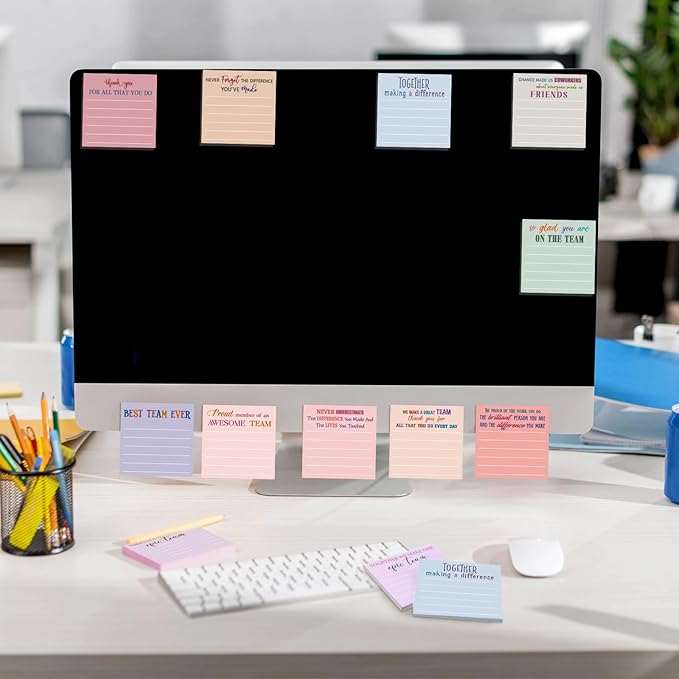Yinder 24 Pcs Inspirational Sticky Notes Christmas Stocking Stuffers Motivational Sticky Notes Pad Employee Appreciation Gift Bulk for Teacher Nurse Coworker Office 3 x 3'' (Team,Elegant)