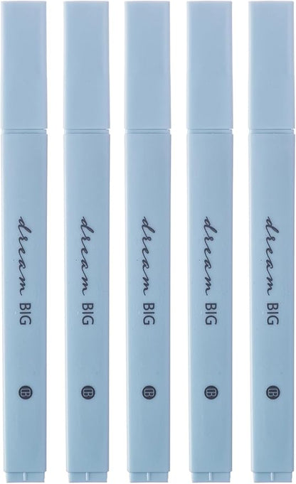 DIVERSEBEE Bible Highlighters with Soft Chisel Tip, 5 Pack Single Color Pens No Bleed, Quick Dry, Cute Aesthetic Markers for Bible Study Journaling Supplies (Blue)