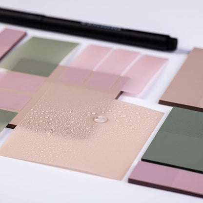 DiverseBee Transparent Sticky Notes (Includes Quick Dry Pen), Cute Clear Sticky Tabs, Translucent Page Flags Book Markers Stickers, Planner Accessories Bible Journaling Study Office Supplies (Pastel)