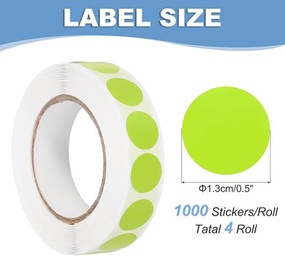 PATIKIL Colored Dot Stickers 1/2", 4000 Pcs Color Coding Labels Blank Circle Stickers Adhesive Round Price Labels for Inventory Office Garage Classroom, Light Green