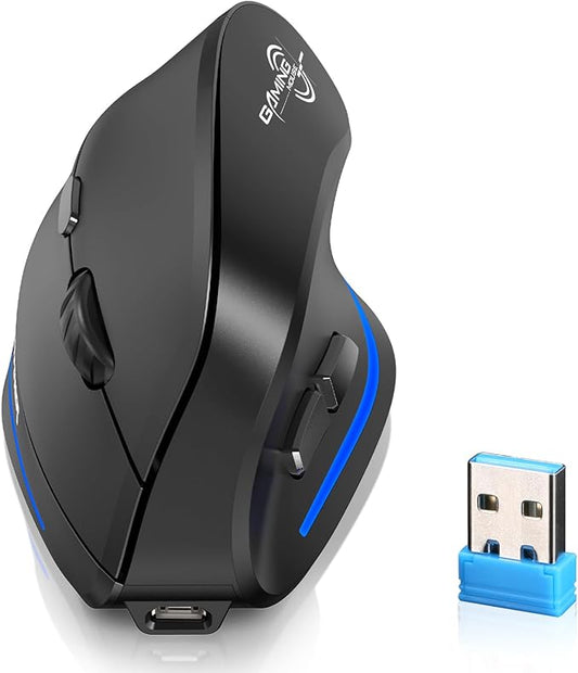 ECHTPower 2024 Update Wireless Ergonomic Mouse, 2.4GHz Rechargeable Vertical Mouse, Silent Right Wireless Mouse, 4800 DPI Adjustable Interface Type C for PC Laptop Computer Mac Windows