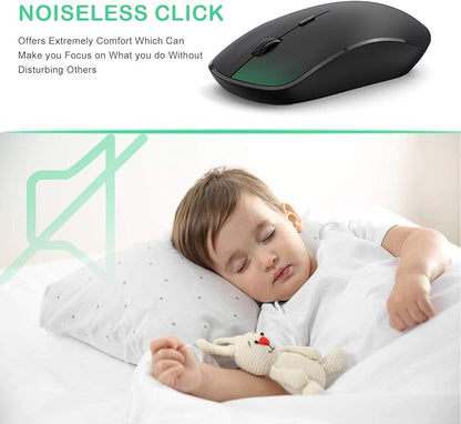 JOYACCESS Wireless Mouse, 2.4G Portable Slim Silent Computer Mouse Wireless with USB Nano Receiver, 2400 DPI, for Notebook, Laptop, PC - Black