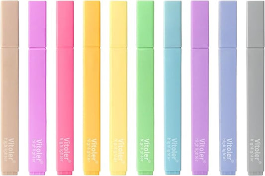 Bible Highlighters, 10 Pack, Assorted Colors, Fast Dry, Pastel Highlighters No Bleed, Set, Bible Journaling Highlighter, Marker, Colored School Supplies