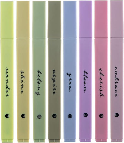 DIVERSEBEE Bible Highlighters with Soft Chisel Tip, 8 Pack Assorted Colors Pens No Bleed, Quick Dry, Cute Aesthetic Markers, Bible Study Journaling Supplies and Accessories (Figs)