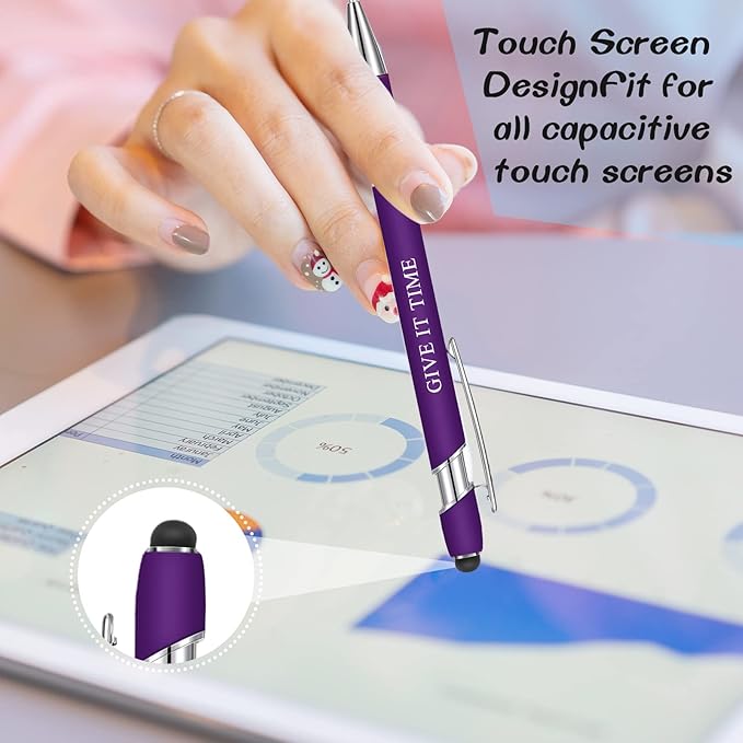 Zonon 12 Pcs Inspirational Pens Bulk Funny Ballpoint Pen with Stylus Tip Motivational Gifts for Christmas Teacher Coworkers Nurse School Office Supplies(Pink Purple Colors,Boss Lady)