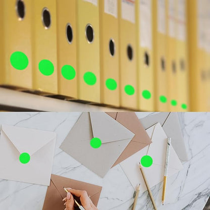 starboling 800Pcs 1 Inch Fluorescent Green Round Color Coding,Dot Stickers Labels,Can Writing for Office,Student Classroom and Other Scenarios