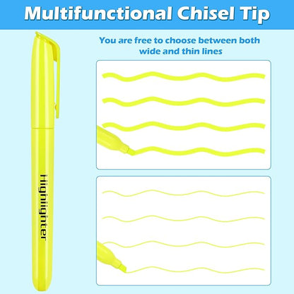 KIZZYEA Highlighters, 60 Pack Yellow Highlighters Bulk, Bright Color Chisel Tip & Dry-Quickly, No Bleed Highlighter Markers for Adult Kids, School Supplies for Teachers, Office Classroom Must Have
