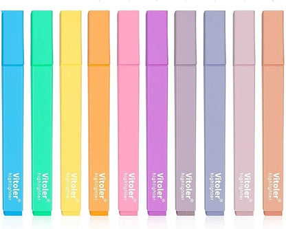 Highlighters,10Pcs Bible Highlighters,Chisel Tip Bible Markers,Pastel Purple Highlighter for Journaling Planner Notes School Supplies, assorted colors no bleed Pens