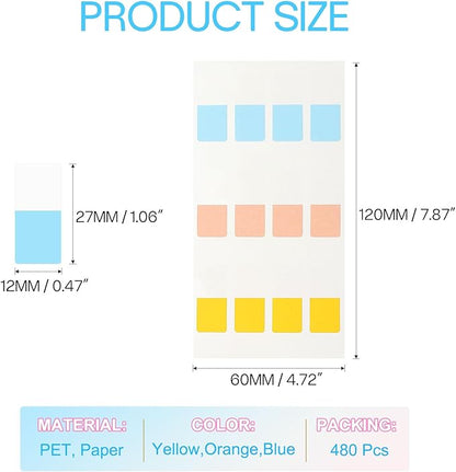 PATIKIL Clear Index Sticky Tabs, 480 Pcs Small Transparent Sticky Notes Bookmarks Planner Stickers Page Tabs for Office Notebooks File Folder Ledger Book, Classic 3 Colors