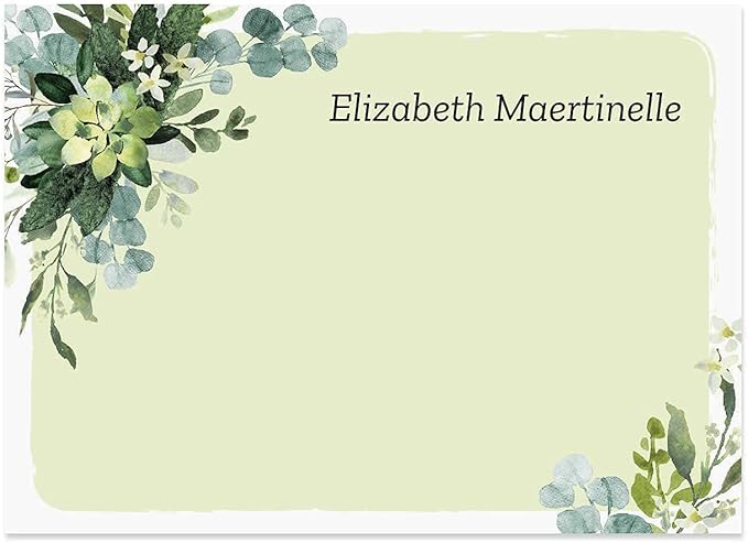 Watercolor Greenery Personalized Sticky Note Pads / 4" x 3" Custom Sticky Notes/Set of 6 Pads