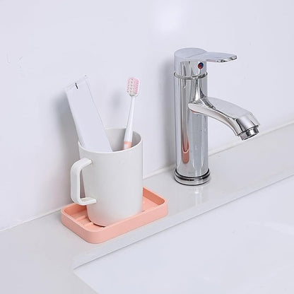 Silicone Kitchen Sink Organizer Tray for Multiple Usage,Easy Clean Sponges Holder for Kitchen Bathroom Counter or Sink,Dish Soap Dispenser,Scrubber,Bottle,Cup Pink 4.9”x 3.2”