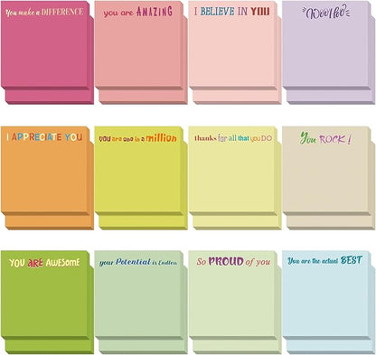 Yinder 24 Pcs Inspirational Sticky Notes Christmas Stocking Stuffers Motivational Sticky Notes Pad Employee Appreciation Gift Bulk for Teacher Nurse Coworker Office 3 x 3'' (Thank You,Macaroon)