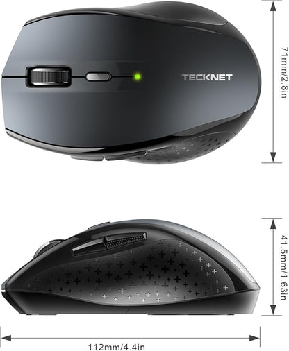 TECKNET Bluetooth Mouse, 4800 DPI Wireless Mouse, 2-Year Battery 6 Adjustable DPI, 6 Buttons Compatible with Laptop/Windows/Computer - Grey