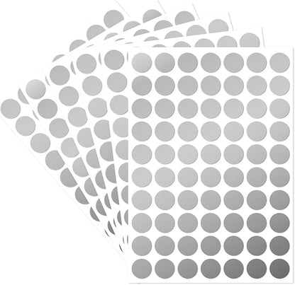 Dot Stickers, 1/2 Inch Silver Circle Labels, 1400pcs Self-Adhesive Writable Color Coding Stickers for Office, Classroom, Garage Sale