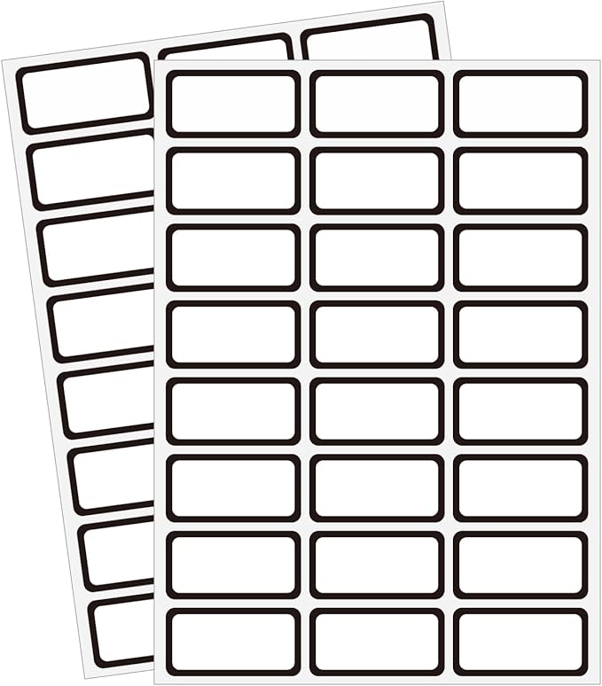 STARLIBOO Removable Labels, Blank Freezer Labels for Food Containers, 1x2 Inch Freezer Stickers, Freezer Labels to Write on/Waterproof Labels/Easy Peel Off (Black Border, 360 Labels)