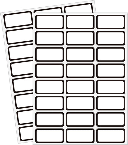STARLIBOO Removable Labels, Blank Freezer Labels for Food Containers, 1x2 Inch Freezer Stickers, Freezer Labels to Write on/Waterproof Labels/Easy Peel Off (Black Border, 360 Labels)