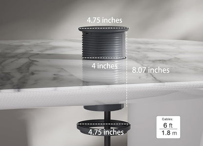 Pop up Outlet - 4-inch Hole,4-AC Outlet,20W USB C,15W Wireless Charging,2-USB Port,Desktop Recessed Grommet Power Outlet for Kitchen Island Countertop,6 ft Cable,Grey