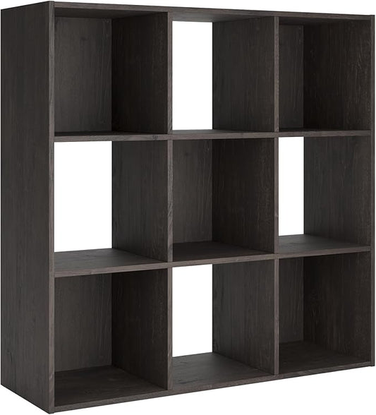 Signature Design by Ashley Piperton 9 Cube Storage Organizer or Bookcase, Charcoal