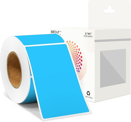 Rectangular Color Coding Packing Boxes Labels 3X5 Inch 250 Per Roll, Sky Blue Moving Stickers for Boxes Color Coded, Packing Labels Stickers for Inventory Warehouse