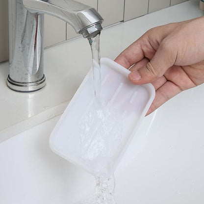 Silicone Kitchen Sink Organizer Tray for Multiple Usage,Easy Clean Sponges Holder for Kitchen Bathroom Counter or Sink,Dish Soap Dispenser,Scrubber,Bottle,Cup Ttanslucent 4.9”x 3.2”