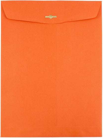 JAM PAPER 9 x 12 Colored Envelopes with Clasp Closure - Orange Recycled - Bulk 250/Box