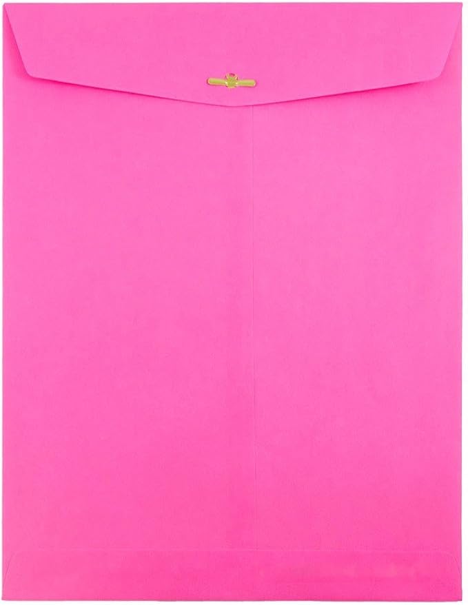 JAM PAPER 10 x 13 Open End Catalog Colored Envelopes with Clasp Closure - Ultra Fuchsia Hot Pink - Bulk 250/Box