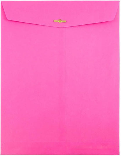 JAM PAPER 10 x 13 Open End Catalog Colored Envelopes with Clasp Closure - Ultra Fuchsia Hot Pink - Bulk 250/Box