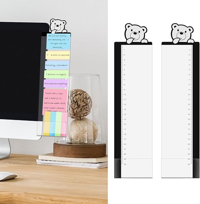 Office Desk Accessories 2pcs Multifunction Computer Monitor Memo Board - Transparent Computer Side Panel Memo Creative Monitor Side Panel Suitable for Office Home Desktop (Monitor Memo Board 4)