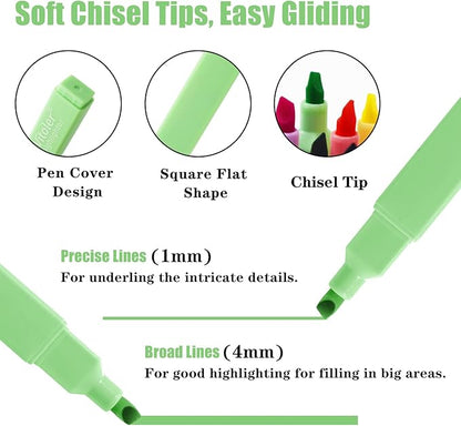 Bible Highlighters, 10 Pack, Assorted Colors, Fast Dry, Pastel Highlighters No Bleed, Set, Bible Journaling Highlighter, Marker, Colored School Supplies