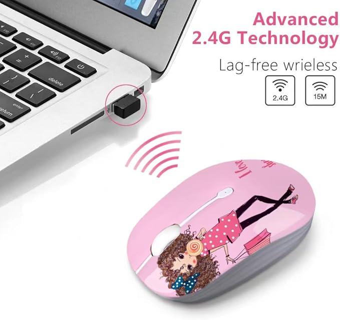 JUHOO Wireless Mouse with Nano Receiver for PC, Laptop, Notebook, Computer, MacBook, Less Noise, Portable Mobile Optical Mice