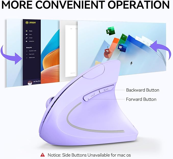 TECKNET Ergonomic Mouse, Wireless Bluetooth Vertical Mouse, 4800 DPI Optical Tracking, 6 Adjustable DPI, Quiet Clicks, 2.4GHz with USB A Receiver, 12 Months Battery, 6 Buttons, Wide Compatibility