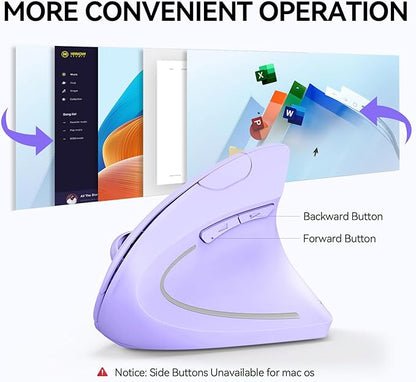 TECKNET Ergonomic Mouse, Wireless Bluetooth Vertical Mouse, 4800 DPI Optical Tracking, 6 Adjustable DPI, Quiet Clicks, 2.4GHz with USB A Receiver, 12 Months Battery, 6 Buttons, Wide Compatibility