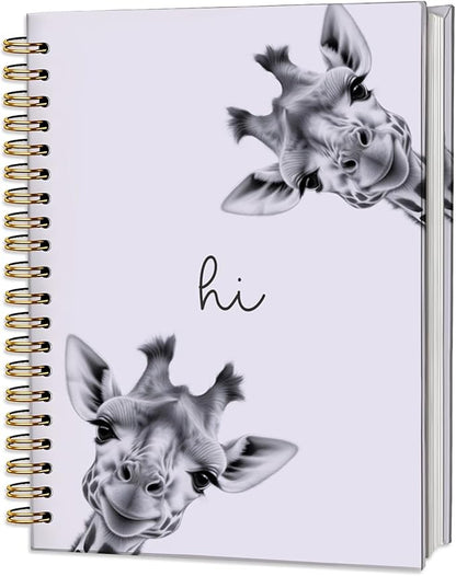 Giraffe Notebook Journal,Purple Cute Animal Notebook Journal for School Women Teen Girls Kids,Gifts for Giraffe Lovers,Hardcover Spiral Notebooks for Work Notes Journaling,5.5x8.3 Inch
