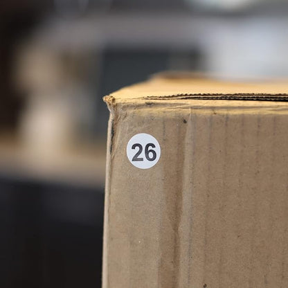 White with Black Number 26 Circle Dot Stickers, 3/4 Inch Round, 500 Labels on a Roll